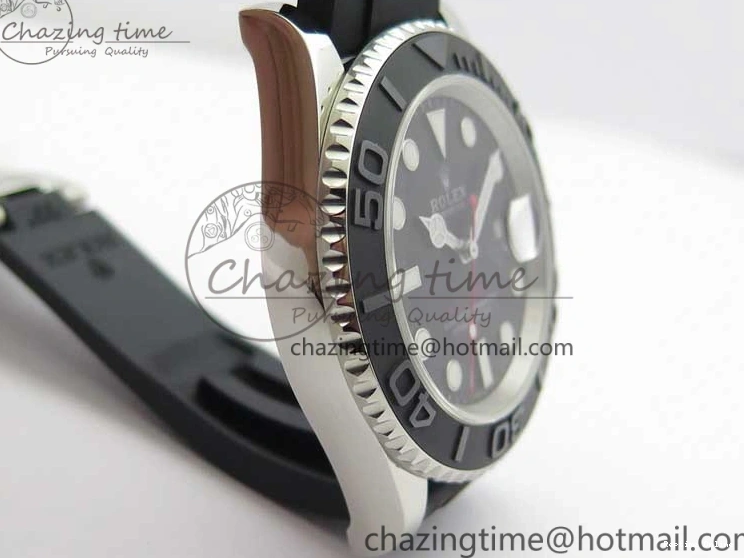 0130 Yacht-Master 116655 ARF SS Custom Made Black Ceramic Bezel on Oysterflex Rubber Strap A HighPerformance 3064